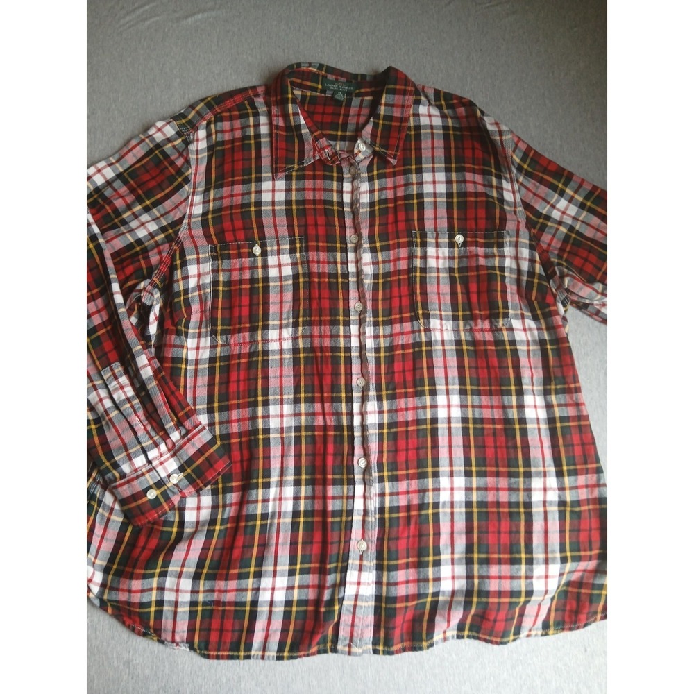 Lauren Ralph Lauren Top 3x Plaid Button Down Shirt Preppy Office Work Career VTG